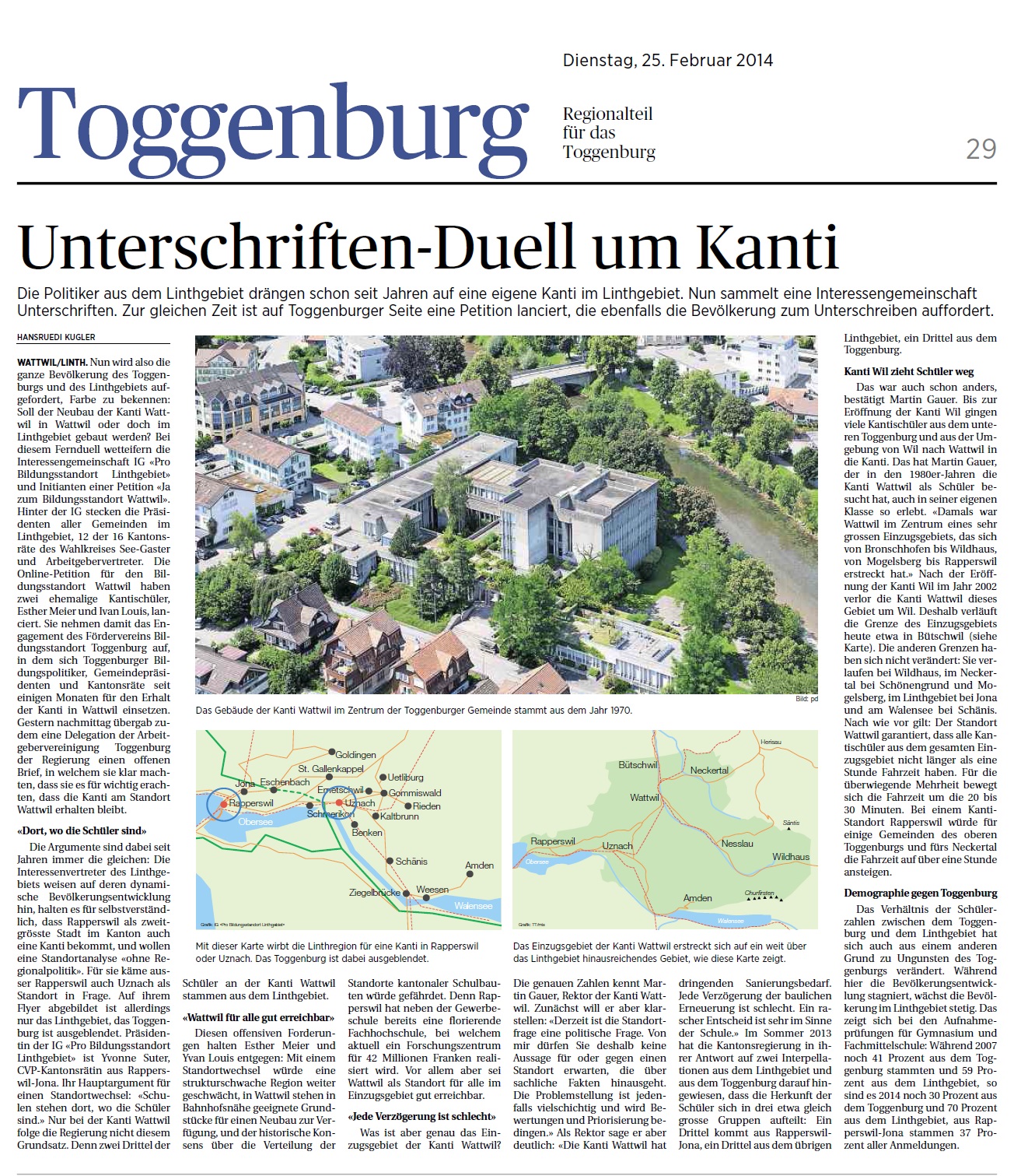 Unterschriften-Duell um Kanti
