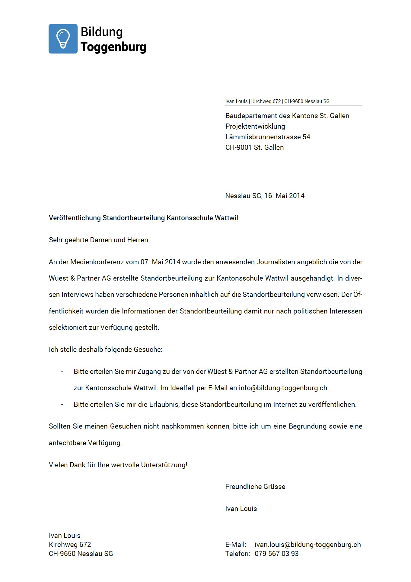 Veröffentlichung der Standortbeurteilung