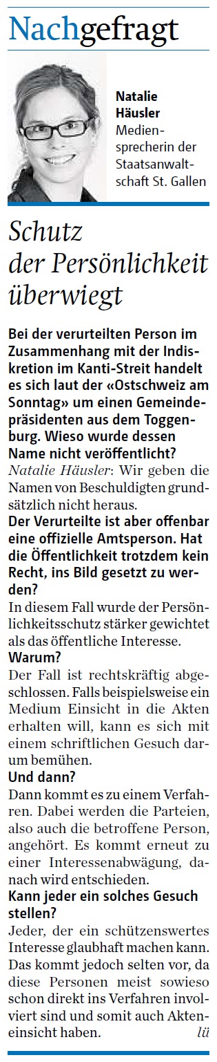 Nachgefragt: Schutz der Persönlichkeit überwiegt