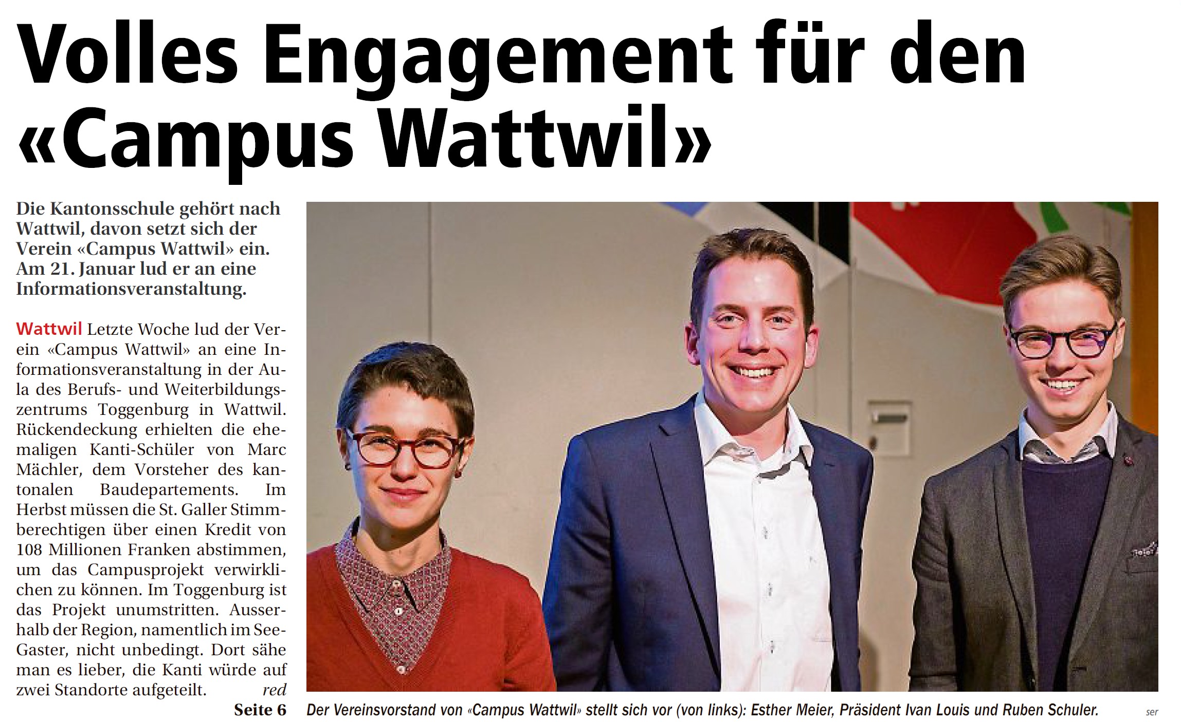 Ein Jahr für den Campus Wattwil